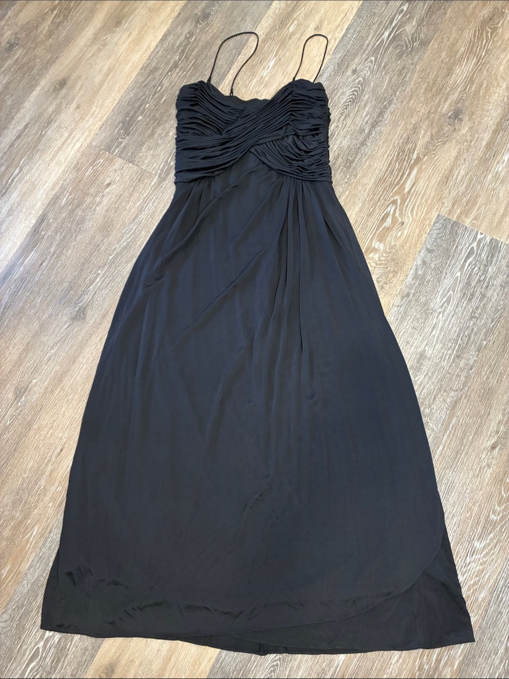 Banana Republic Black Spaghetti-Strap Ruched Maxi Dress